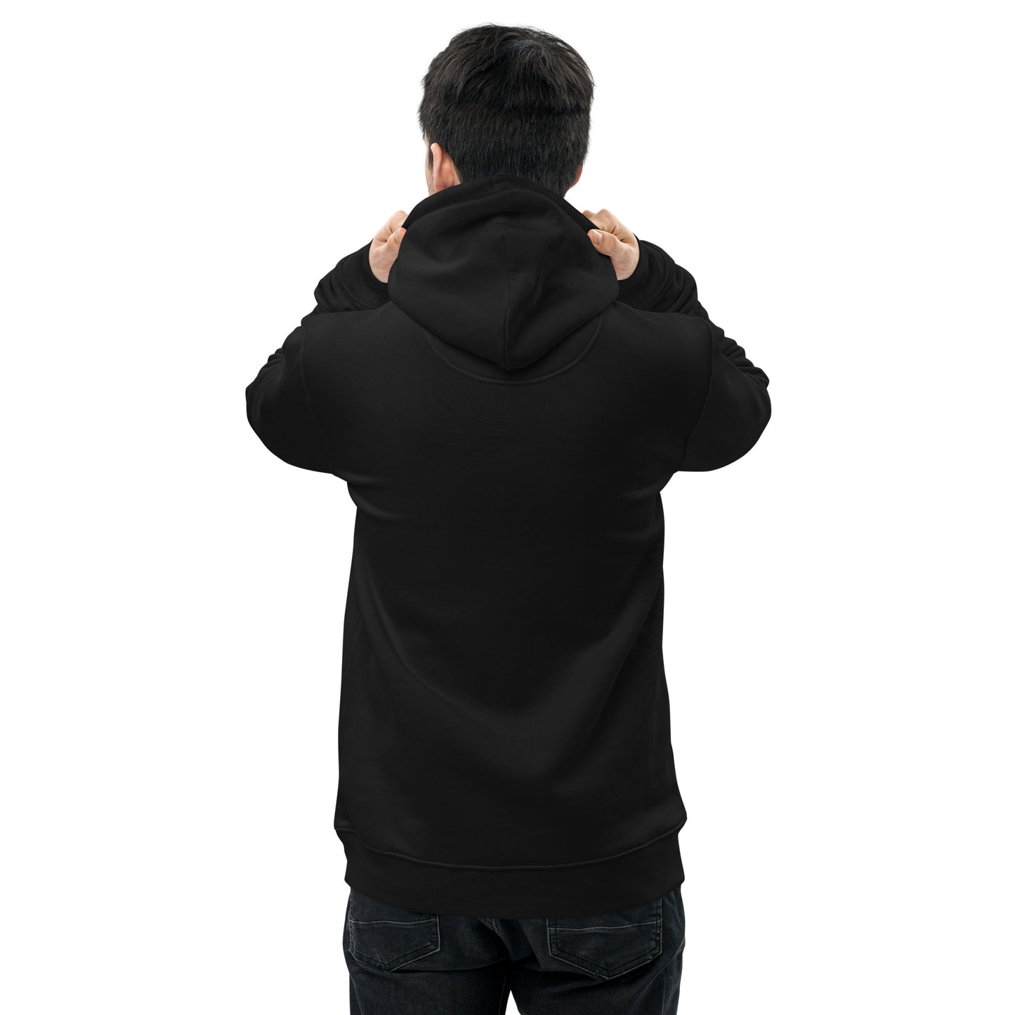 Sweat à capuche noir brodé en coton bio - Style 1