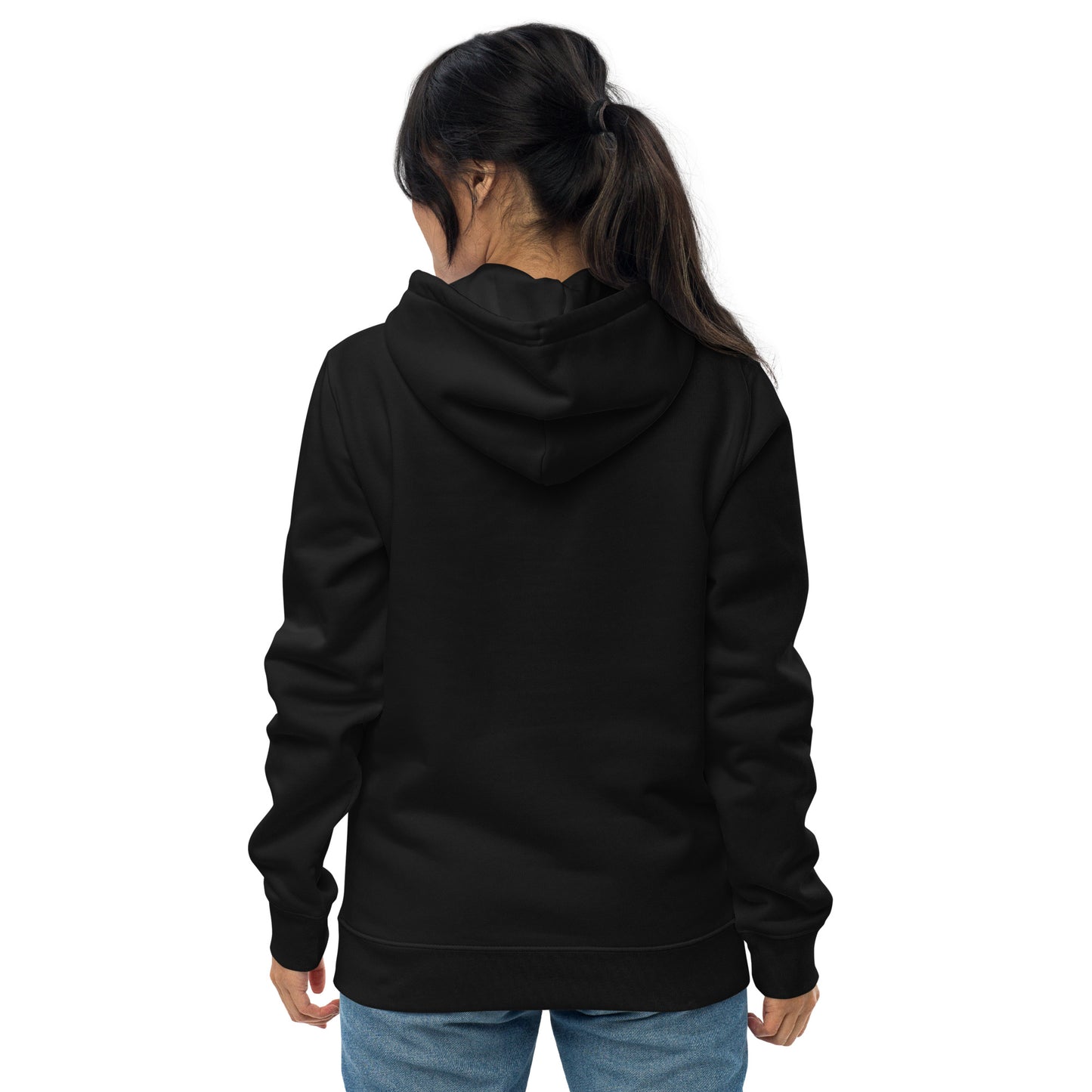 Sweat à capuche noir brodé en coton bio - Style 1