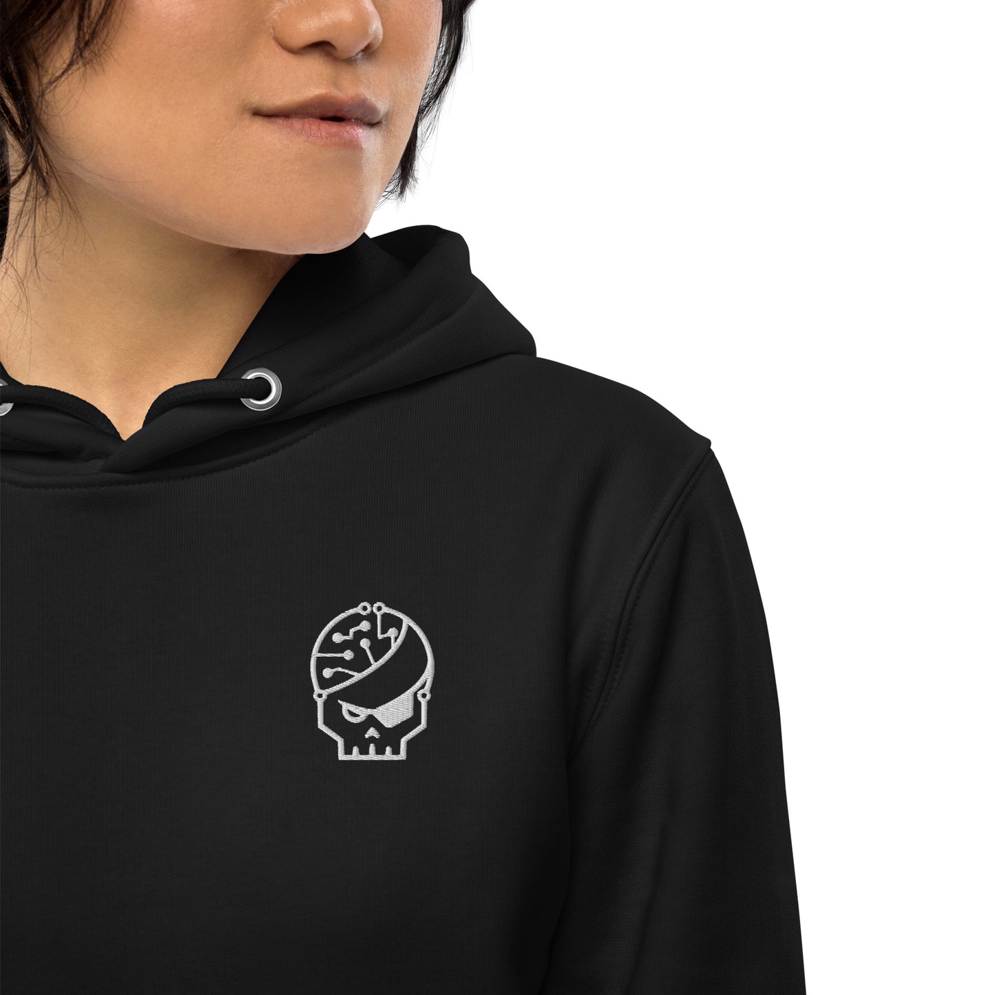 black organic cotton embroidered Hoodie - Style 2