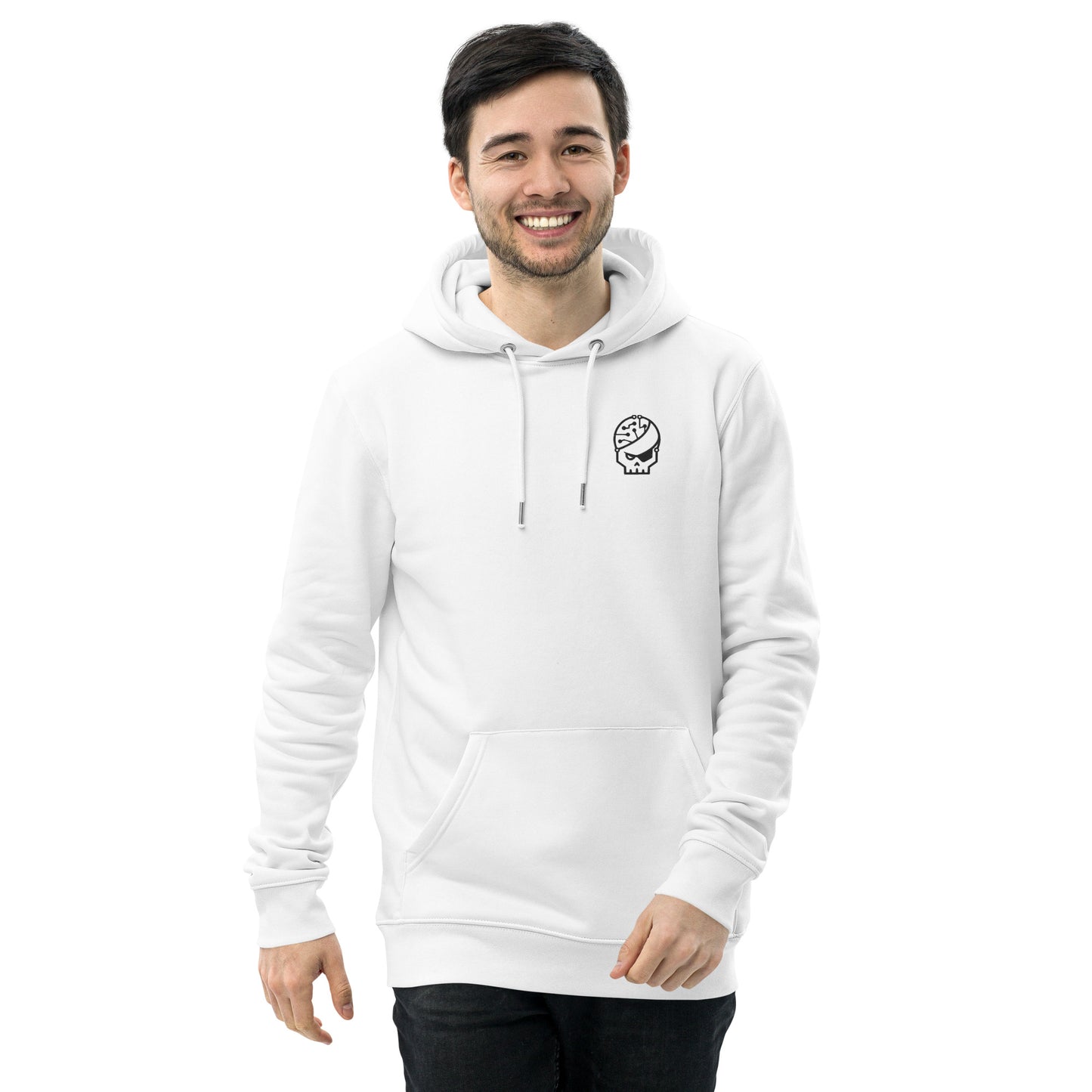 Sweat à capuche blanc brodé en coton bio -Style 2