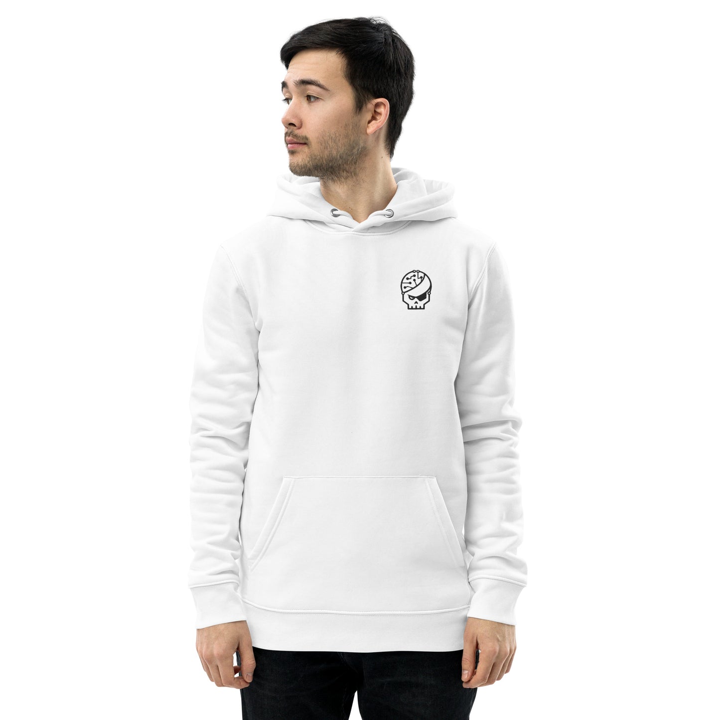 Sweat à capuche blanc brodé en coton bio -Style 2