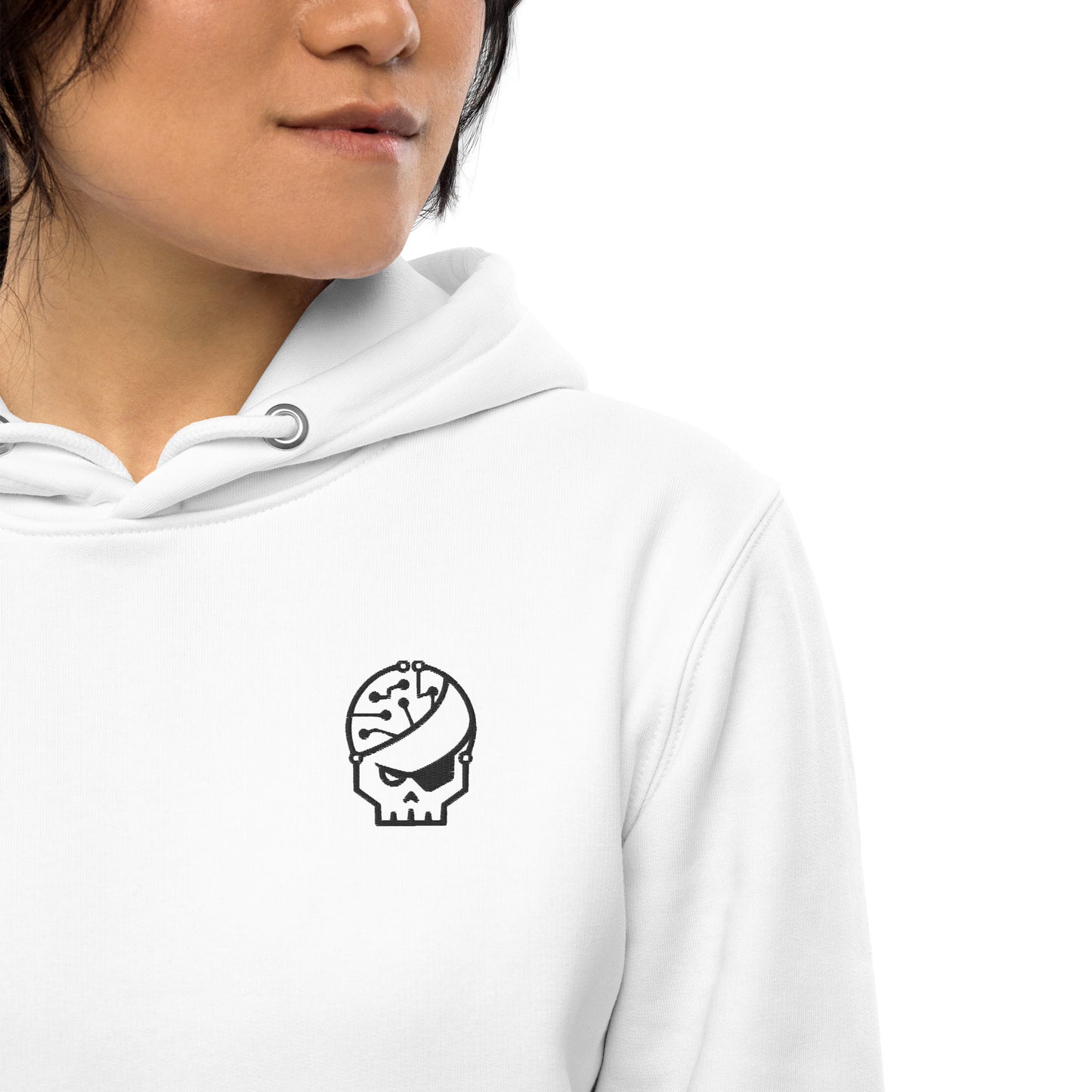 Sweat à capuche blanc brodé en coton bio -Style 2
