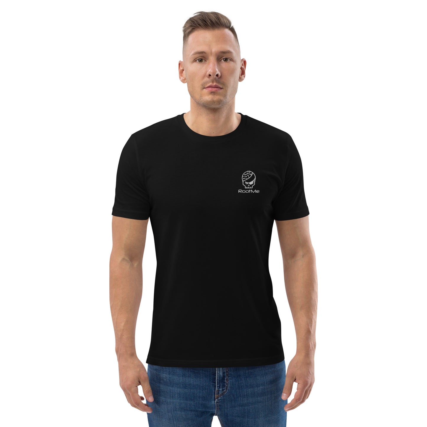 T-shirt noir brodé en coton bio
