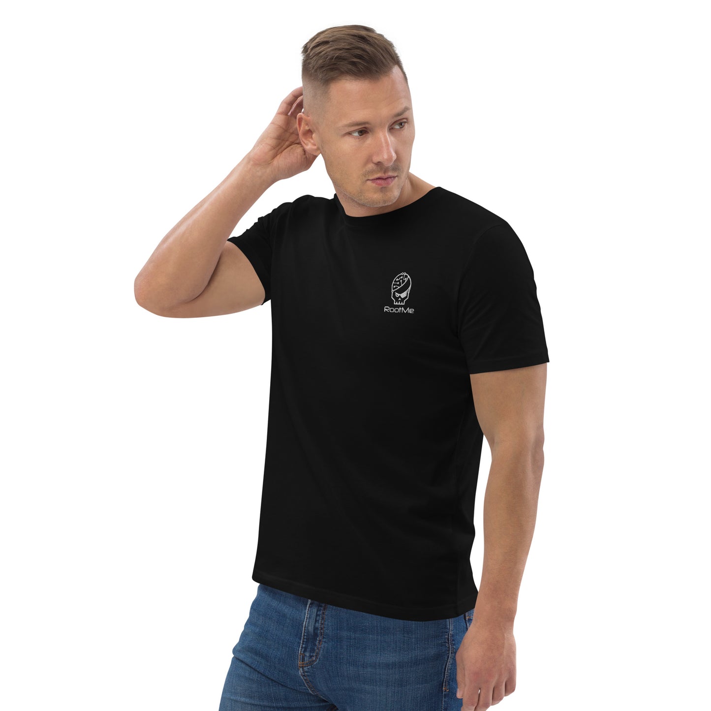 T-shirt noir brodé en coton bio