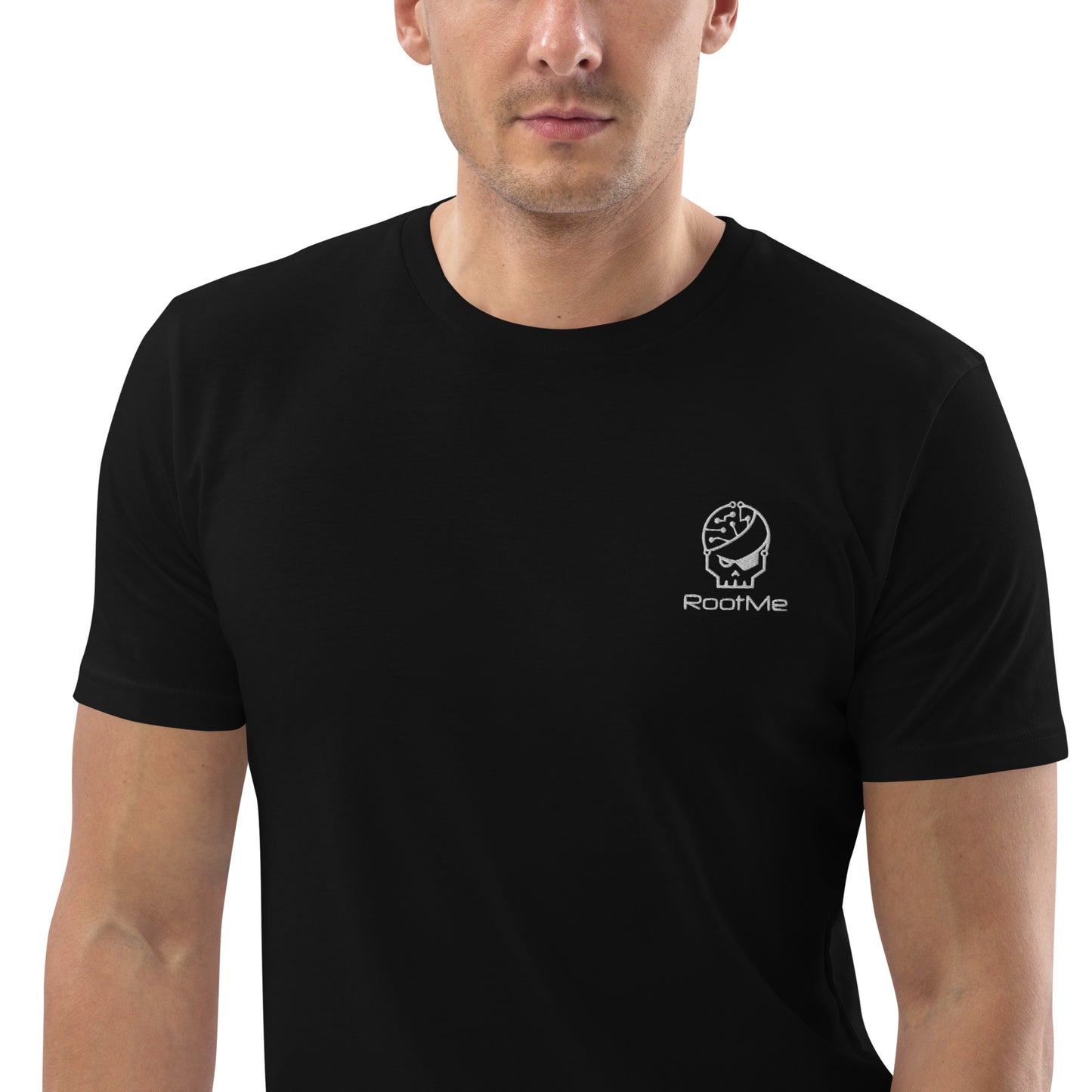 T-shirt noir brodé en coton bio