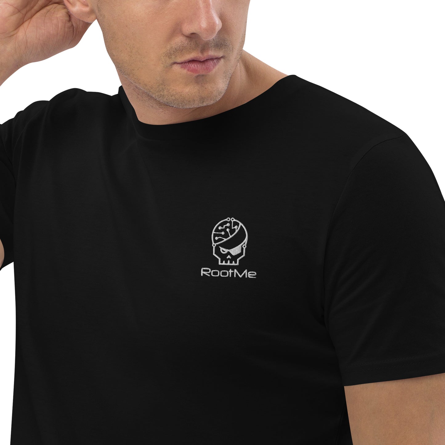 T-shirt noir brodé en coton bio