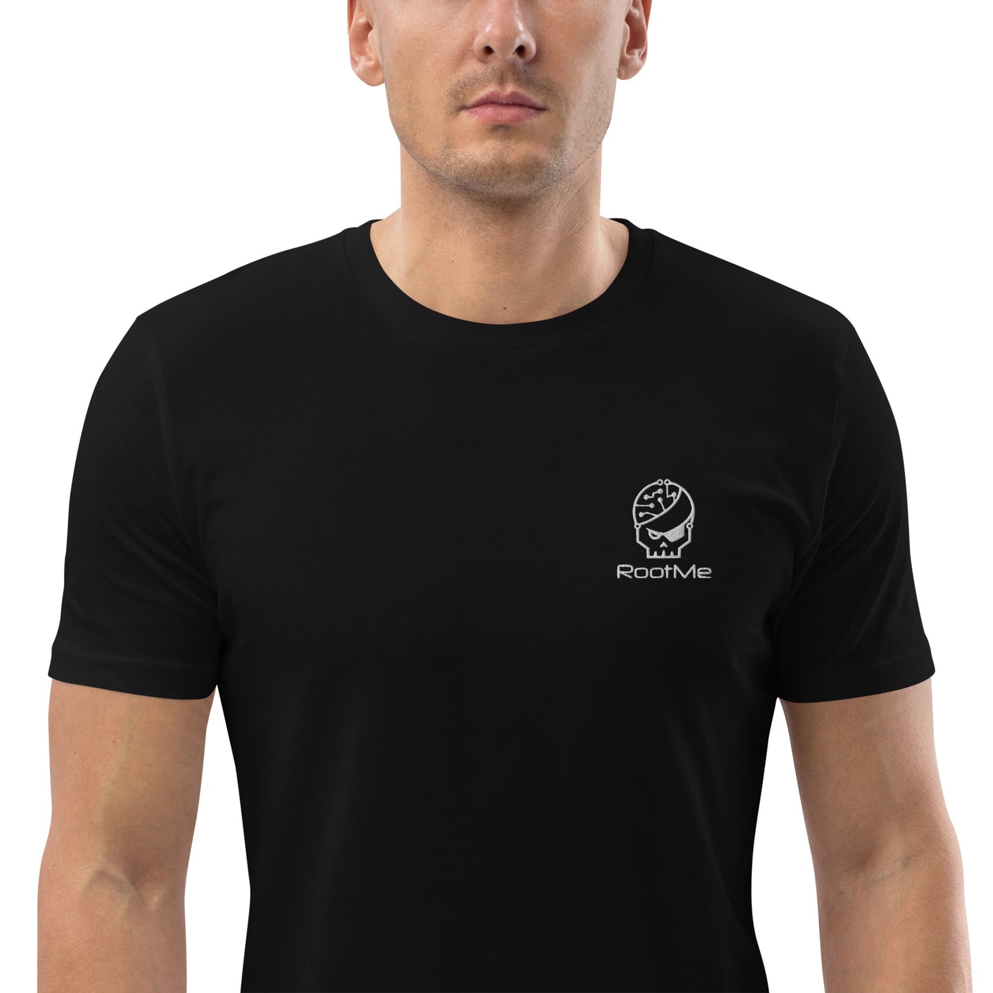 T-shirt noir brodé en coton bio