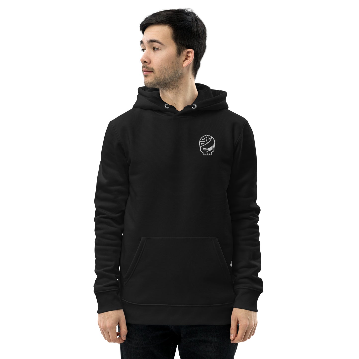 black organic cotton embroidered Hoodie - Style 2